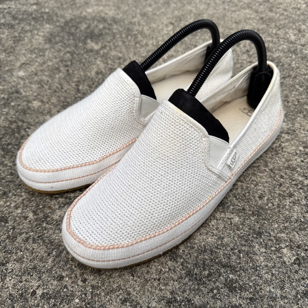 UGG Bren Stretch Woven Slip On Sneakers White Women's Size 9.5 Espadrille